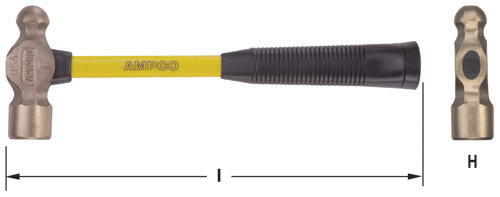 Ampco Safety Tools Ball Peen Hammer:Facility Safety and Maintenance:Hand
